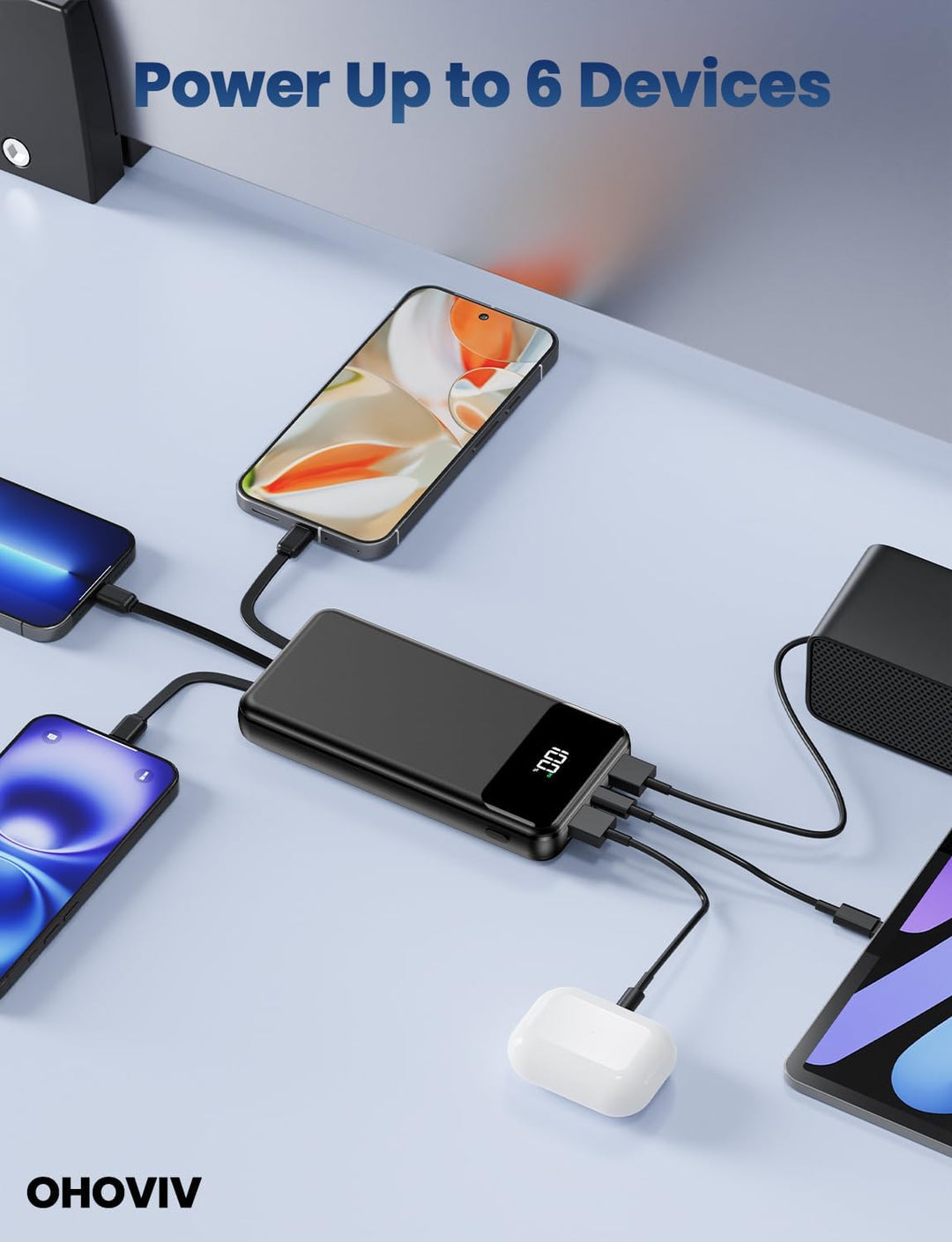 Cargador portátil, banco de energía de 50000 mAh con cables incorpo...