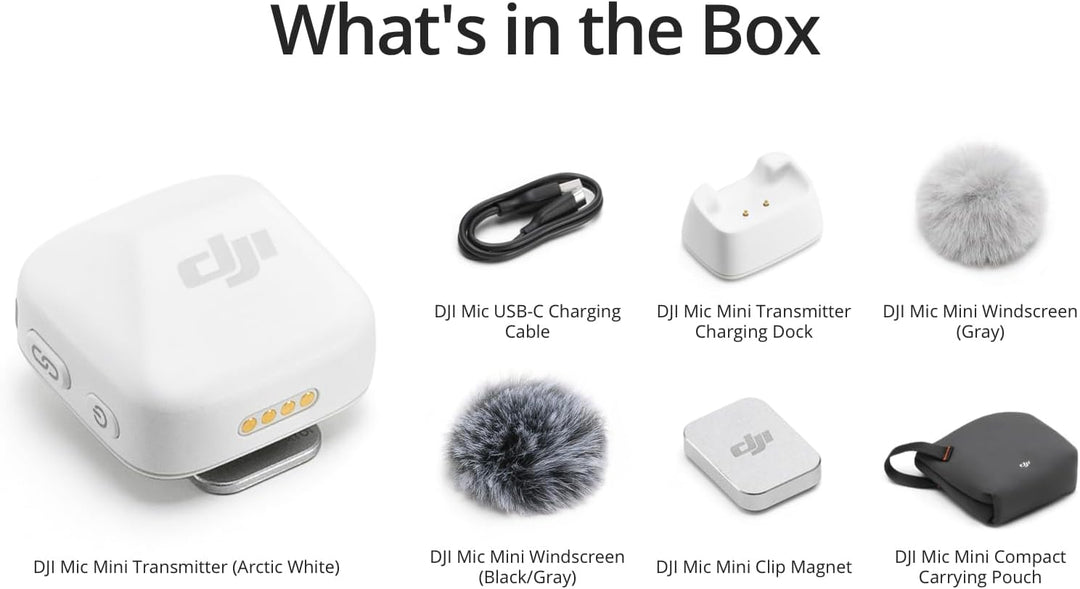 DJI Mini transmisor de micrófono (blanco ártico), ultraligero, micr...