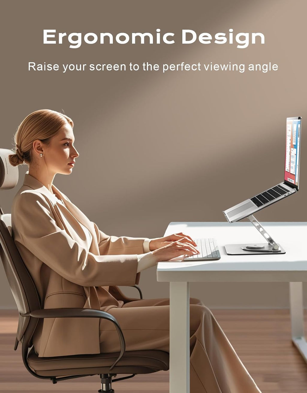 Soporte para Laptop para Escritorio Rotación Flexible 360°, Elevador de Laptop Ergonómico Ajustable con Soporte de Doble Barra, Soporte Portátil para Laptop para MacBook Air Pro, Dell XPS, HP