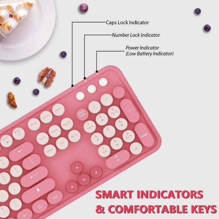 Teclado inalámbrico, KOOTOP - teclado retro de máquina de escribir...