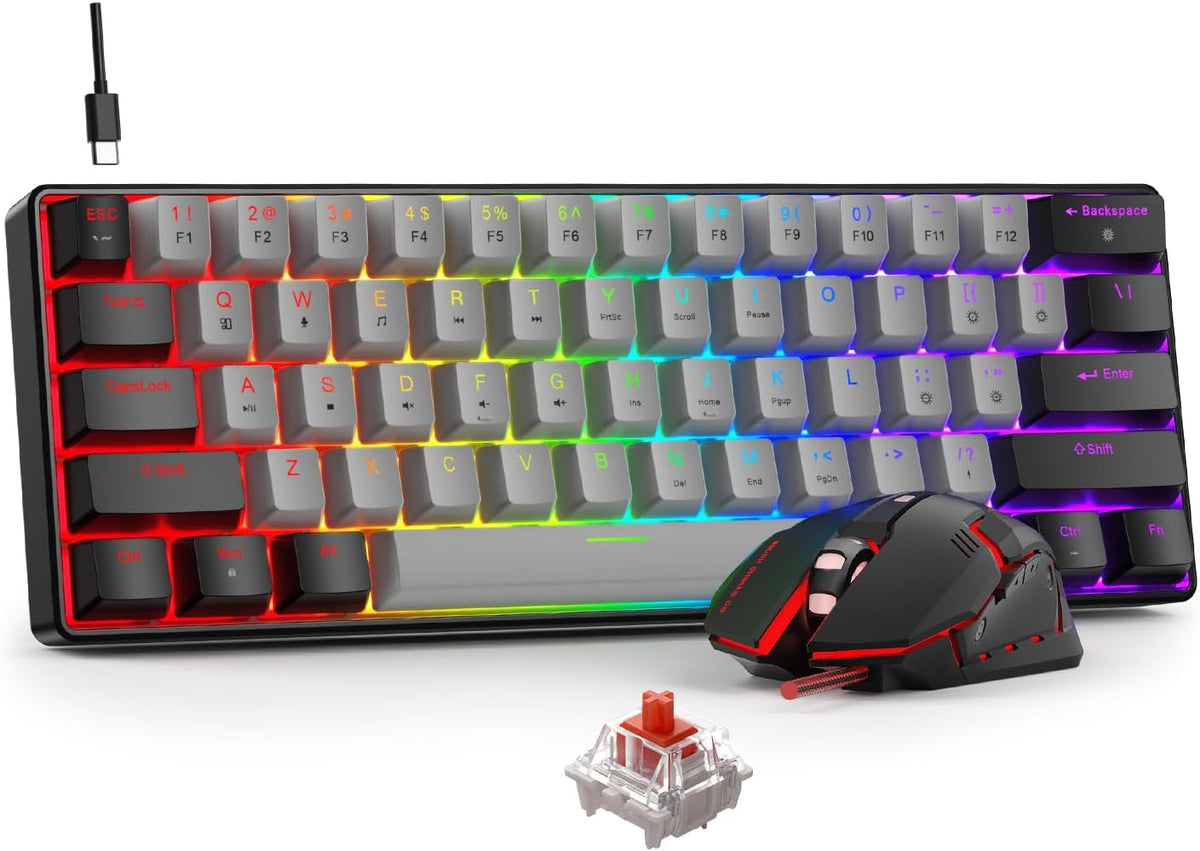 BlueFinger Combo de teclado y mouse mecánicos para juegos 60% \u201...