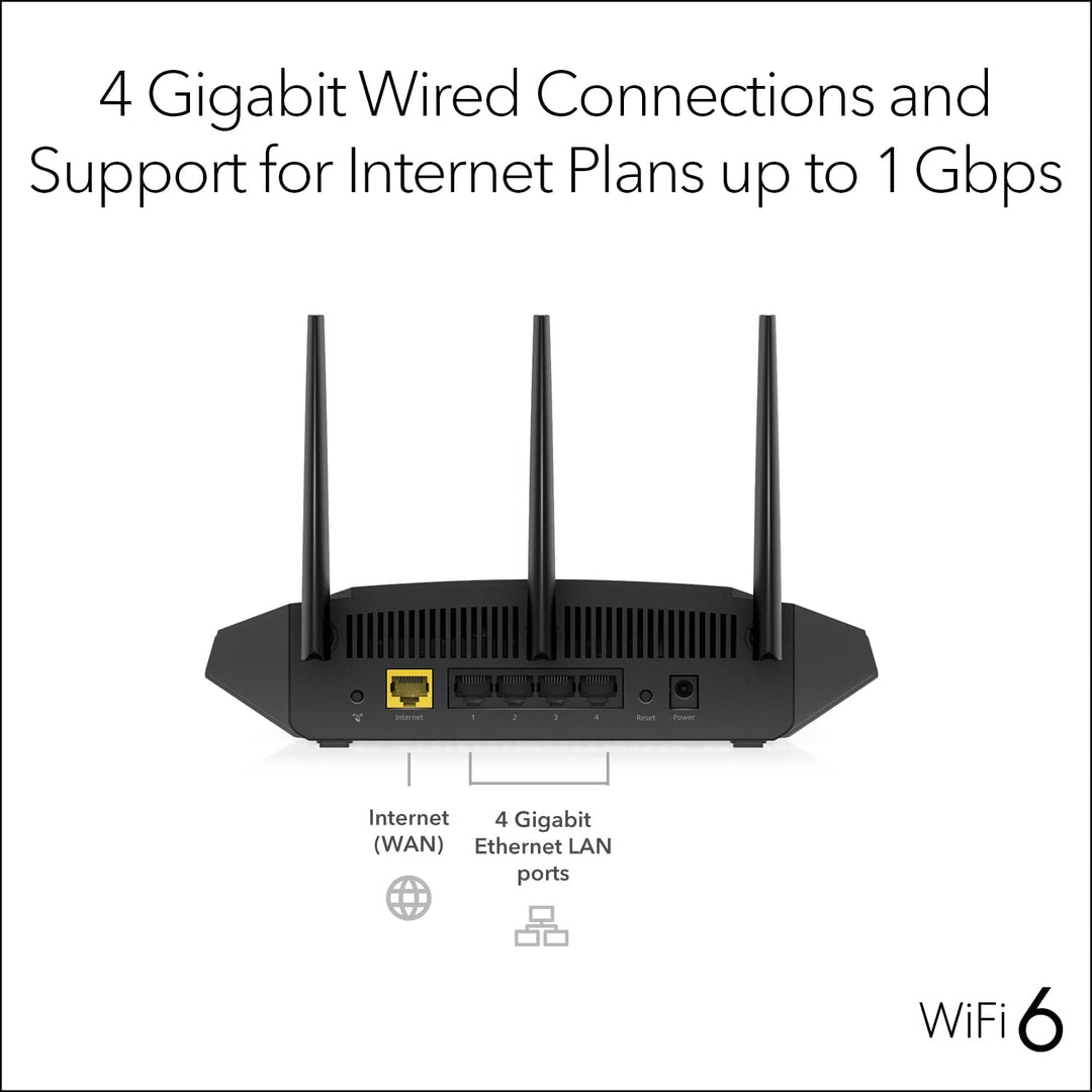 NETGEAR Router WiFi 6 de 4 flujos (R6700AXS) - con seguridad de Int...