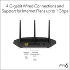 NETGEAR Router WiFi 6 de 4 flujos (R6700AXS) - con seguridad de Internet Armor de 1 año AX1800