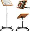 Soporte de música 2 en 1 de doble uso y soporte para libros de escritorio, altura ajustable de 16.5 a 51 pulgadas, 100% madera maciza para computadora portátil, soporte para libro con clips elásticos