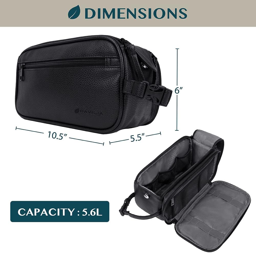 PAVILIA - Neceser para hombre, kit de afeitado para viaje, neceser de viaje para hombres, organizador de artículos de aseo para el cuidado personal, bolsa de cosméticos de cuero sintético resistente