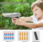 Paquete de 2 lanzadores de juguete de eyección de espuma EVA M1911, disparos con dardos de espuma, juegos de disparos, diversión en el patio trasero y juegos al aire libre, modelo de juguete educativo