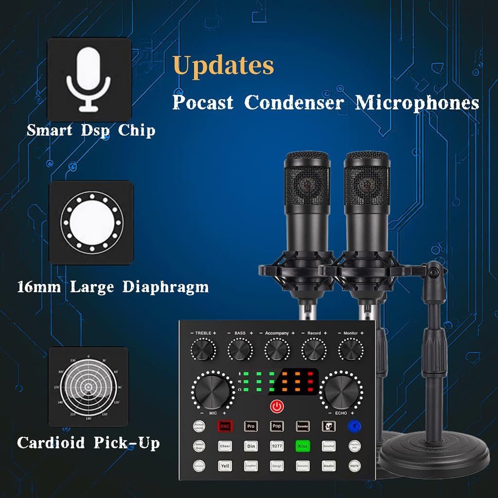 V8s para 2, cambiador de voz V8s con micrófono de podcast BM-800 -...