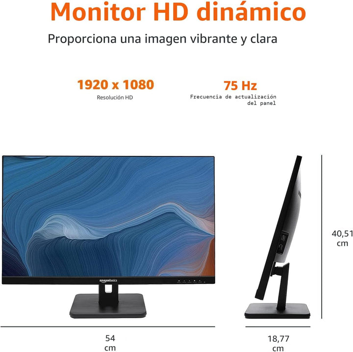 Amazon Basics Monitor IPS Full HD de 24 pulgadas, 75 Hz, 1080P, HDM...