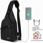 Bolso cruzado para hombres y mujeres, mochila de hombro casual, mochila de pecho para senderismo y viajes (L, negro)