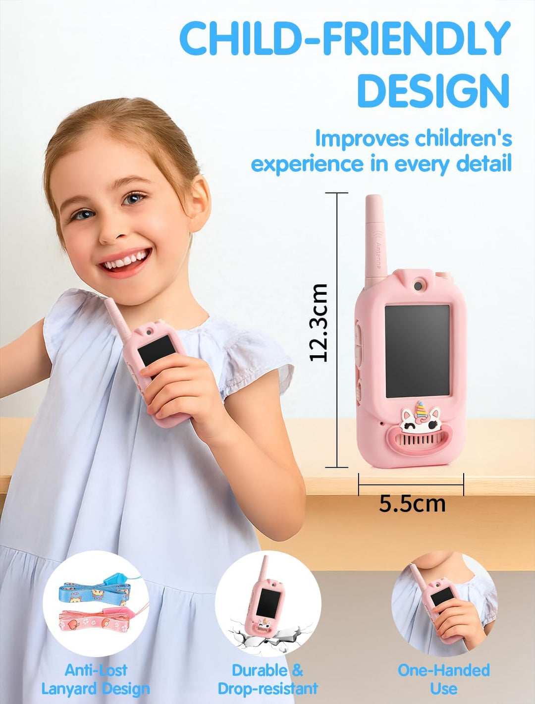 Walkie Talkie para niños con video: paquete de 2 juguetes recargabl...
