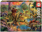 Educa - Land of Dinosaurs - Rompecabezas de 1000 piezas - Pegamento para rompecabezas incluido - La imagen completa mide 26.8 x 18.9 pulgadas - A partir de 14 años (17655)