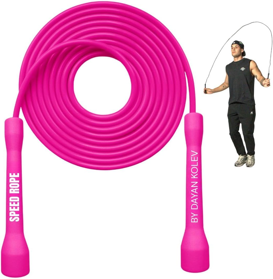 Cuerda de Saltar Rápida Swissskip de Dayan Kolev, Cuerda de Saltar de PVC de 5mm, Excelente para Principiantes y Atletas Avanzados, Diseñada para Fitness, Cardio, Boxeo y CrossFit, Longitud Ajustable