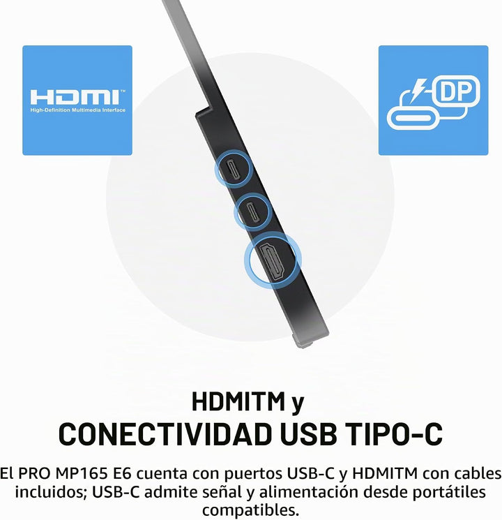 MSI Pro MP165 E6 Monitor portátil, 15.6 pulgadas FHD IPS 1080p, USB...