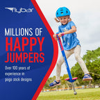 Flybar Maverick Pogo Stick de espuma para niños de 5 años en adelante, 40 a 80 libras, palo de Pogo para niños y niñas (rojo/azul)