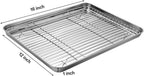 Bandeja de Acero Inoxidable para Hornear con Rejilla de Enfriamiento y Tapete de Silicona para Hornear, Bandeja para Galletas con Rejilla de Enfriamiento, Juego de 6 (2 Bandejas + 2 Rejillas + 2