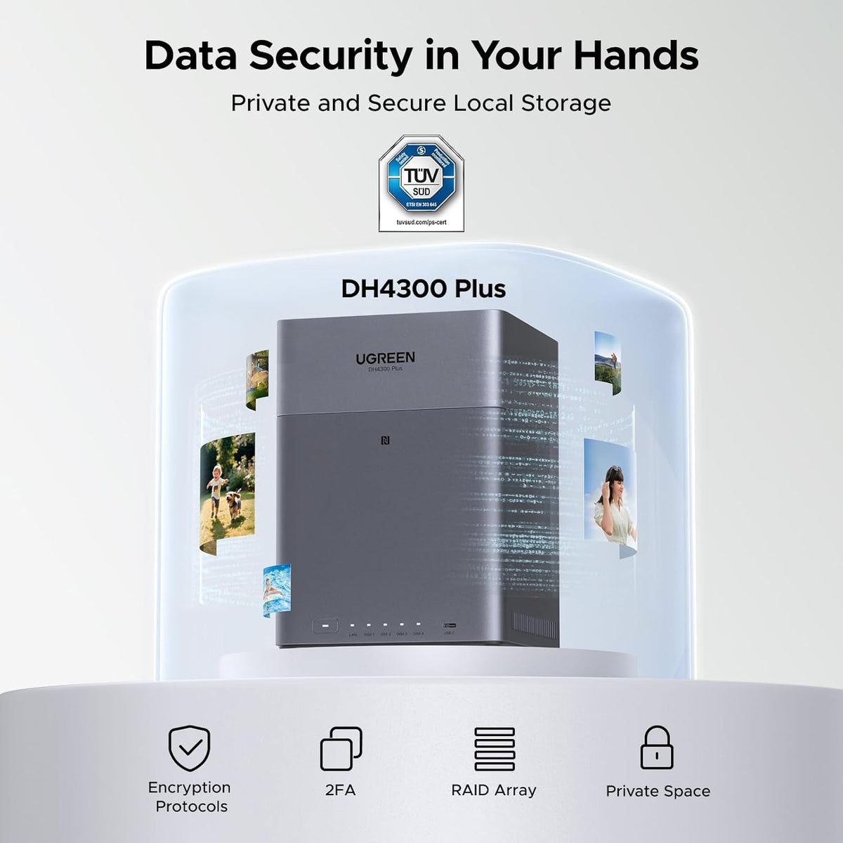 UGREEN NAS DH4300 Plus NASync de escritorio de 4 bahías, capacidad...