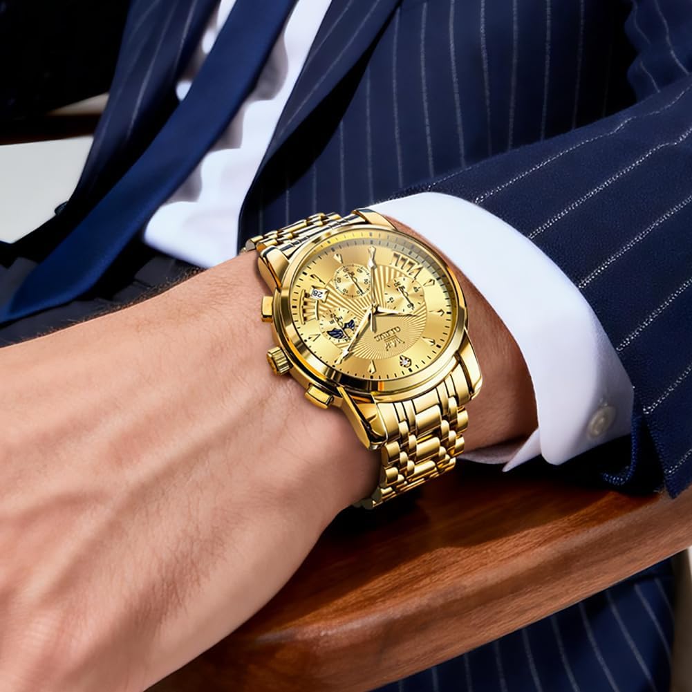 OLEVS Relojes para Hombres de Negocios de Acero Inoxidable, a Prueba de Agua, Estilo Casual Formal