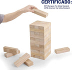 Giant Tumble Tower Game, Large Tumbling Tower Stacking a Over 4 FT 54pcs Wooden Jumbo Blocks para Outside Yard Games con Carry Case Timber Stacking Game Night Toy Gift para Kids Adults Family