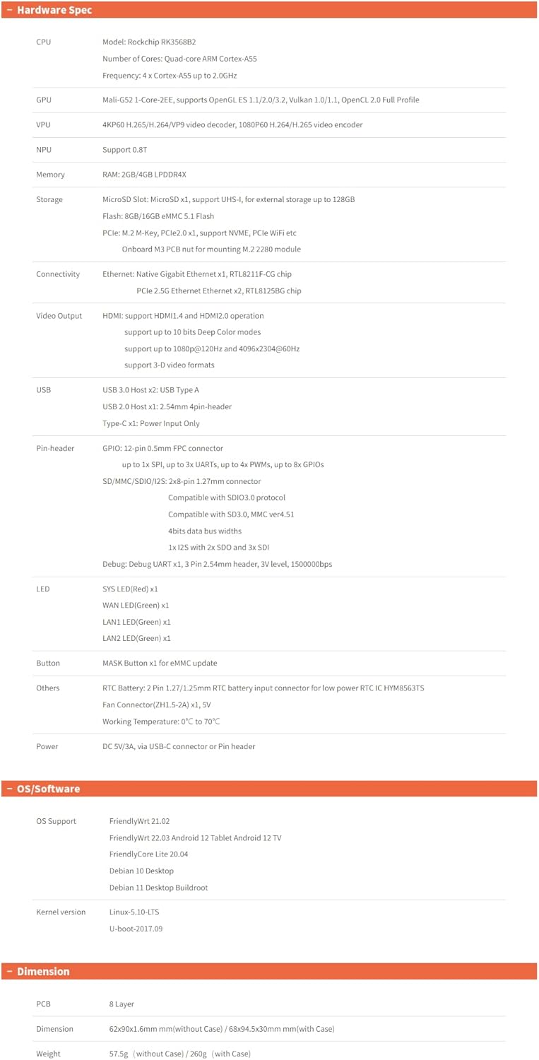 FriendlyElec Nanopi R5S Mini Router OpenWRT con tres puertos Ethern...
