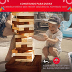 Swooc Games - Juego de torre gigante recuperada (resistente a la intemperie) 60 bloques + caja de almacenamiento/mesa de juego para exteriores | Se apila hasta 5 pies | Juegos gigantes al aire libre