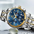 OLEVS Reloj para Hombre Diamante Negocios Vestimenta Analógico Acero Inoxidable a Prueba de Agua Lúmina Fecha Dos Tonos Lujo Casual de Muñeca