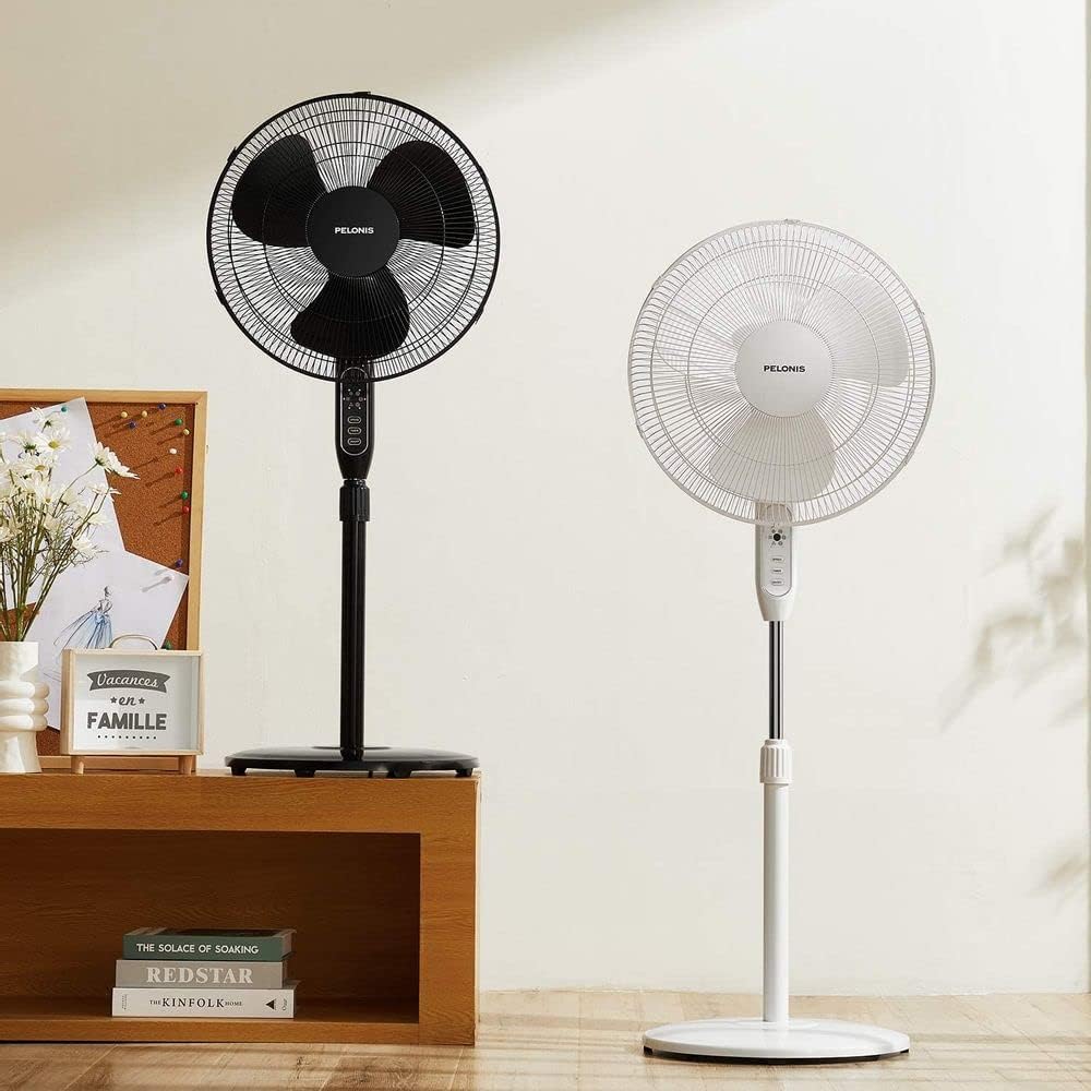 PELONIS Ventilador de pedestal oscilante ajustable de 16" con c...