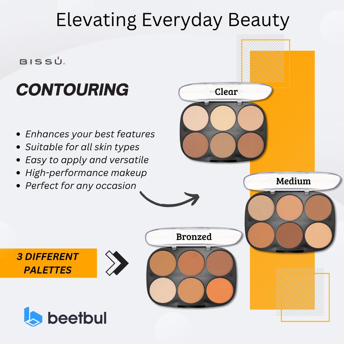 Kit de maquillaje Paleta de contorno Bissú + Puff de terciopelo + 2...