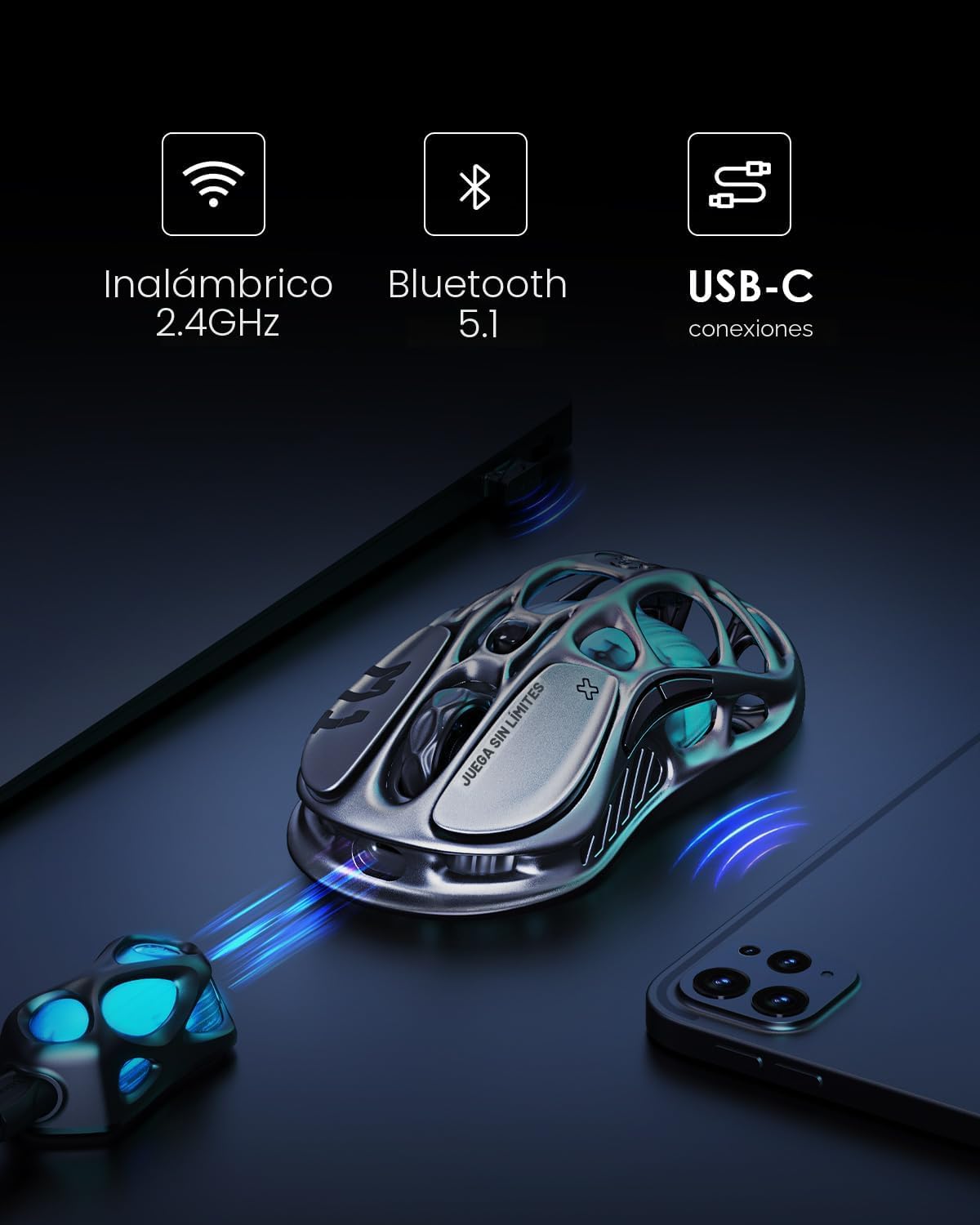 GravaStar Mouse inalámbrico para juegos Mercury M1 Pro - Sensor PAW...
