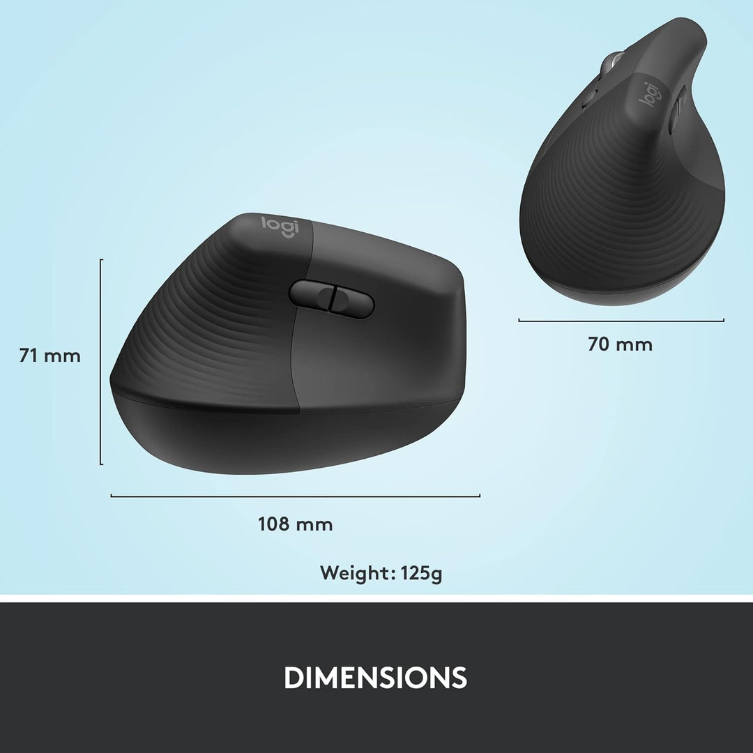 Logitech Lift - Mouse ergonómico vertical para mano izquierda, uso...