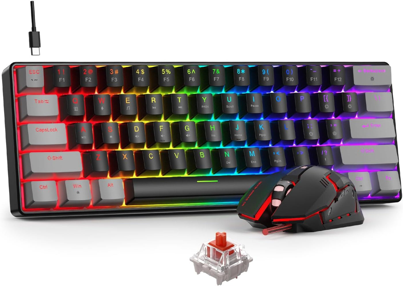BlueFinger Combo de teclado y mouse mecánicos para juegos 60% \u201...