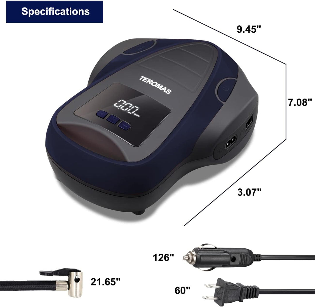 TEROMAS Inflador de neumáticos, compresor de aire portátil, bomba d...