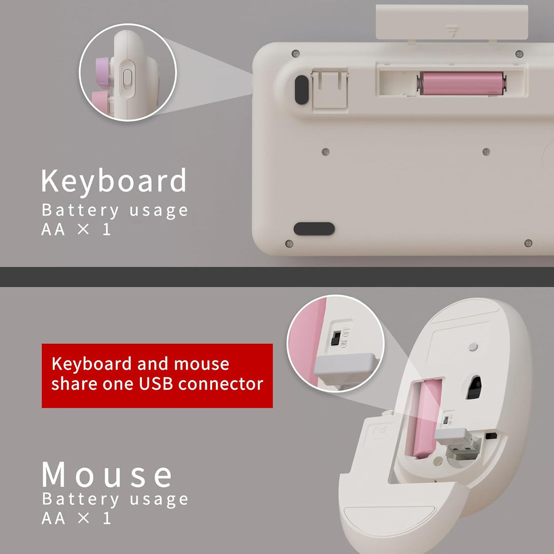 UBOTIE Teclado inalámbrico colorido para computadora y mouse óptico...