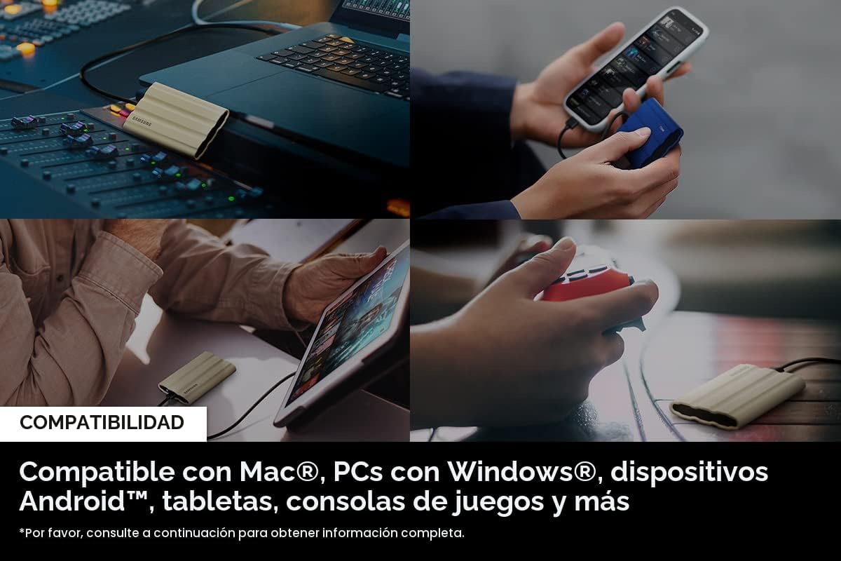 Samsung T7 Shield 1 TB, SSD portátil, hasta 1050 MB\/s, USB 3.2 Gen...