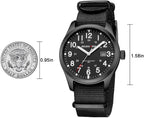 GOLDEN HOUR Reloj de hombre con correa de nailon antideslizante con esfera de hora militar de fácil lectura y manecillas luminosas
