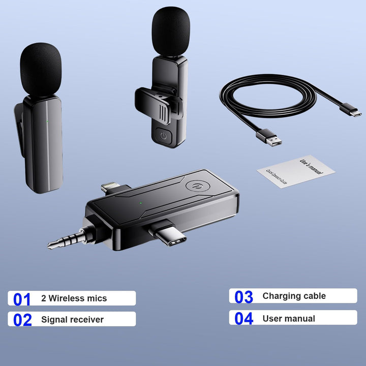 Paquete de 2 mini micrófonos inalámbricos de solapa Lavalier para i...