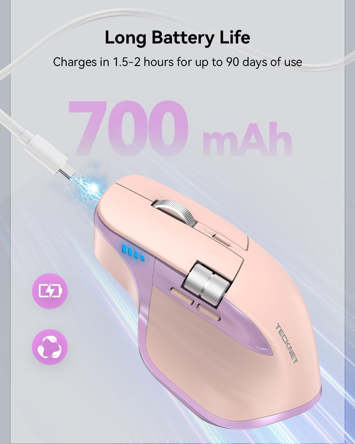 TECKNET Ratón inalámbrico, ratón Bluetooth (BT5.3\/5.0 y 2.4G) Rató...