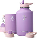 Coolflask - Funda de piel sintética aislada para botella de agua, 64 onzas, color lila y morado