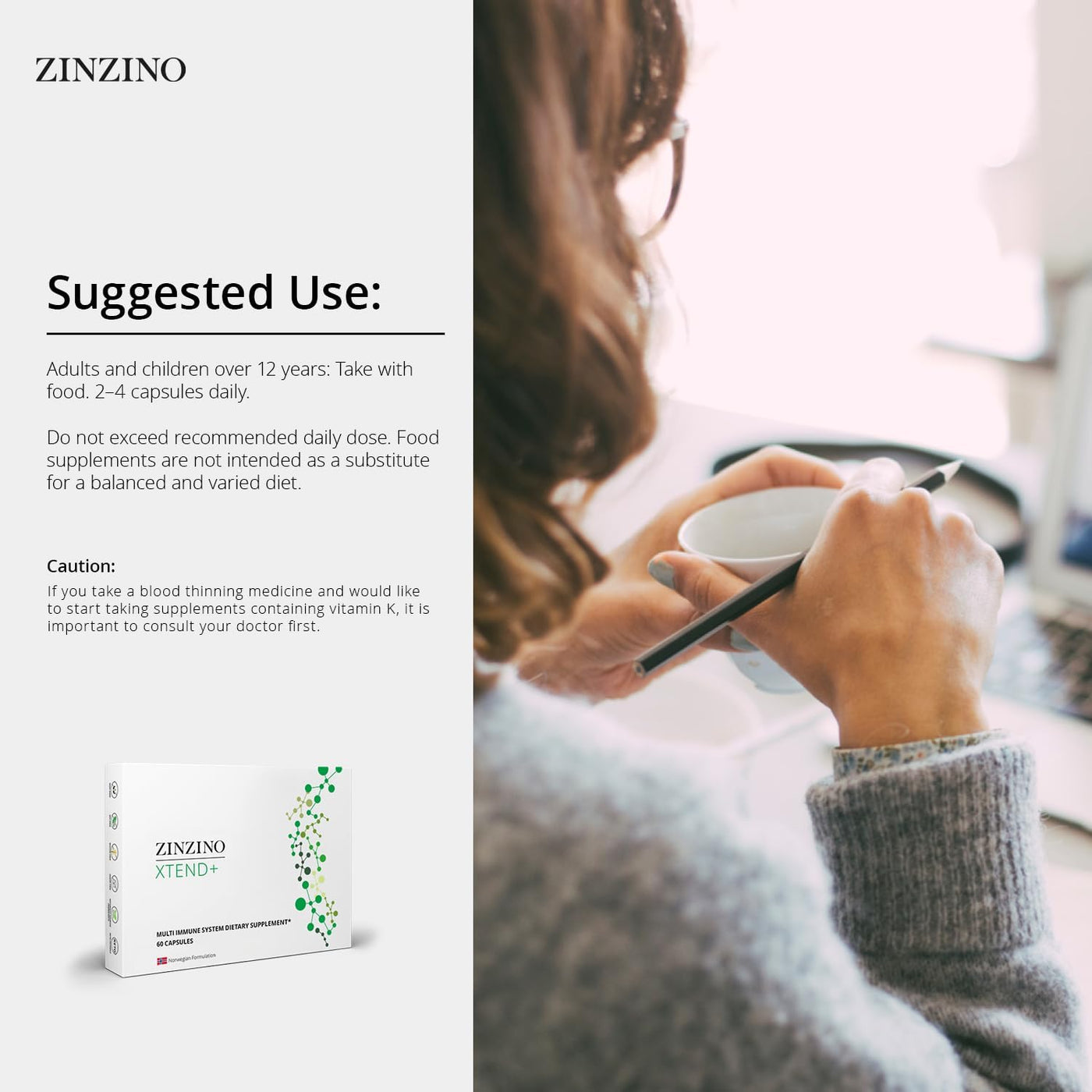 Zinzino Xtend + - Suplemento inmune múltiple - Vitaminas esenciales...