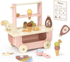 OOOK Carrito de helado de madera para niños con cuchara y ruedas