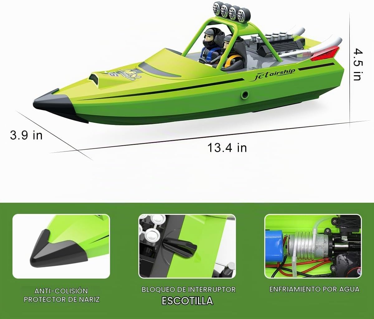 Barco RC para niños y adultos, barcos de control remoto de 2.4 GHz con luz LED para piscina, lagos, agua, 20 MPH de carreras de velocidad rápida, barco de juguete para niños y niñas, 2 baterías