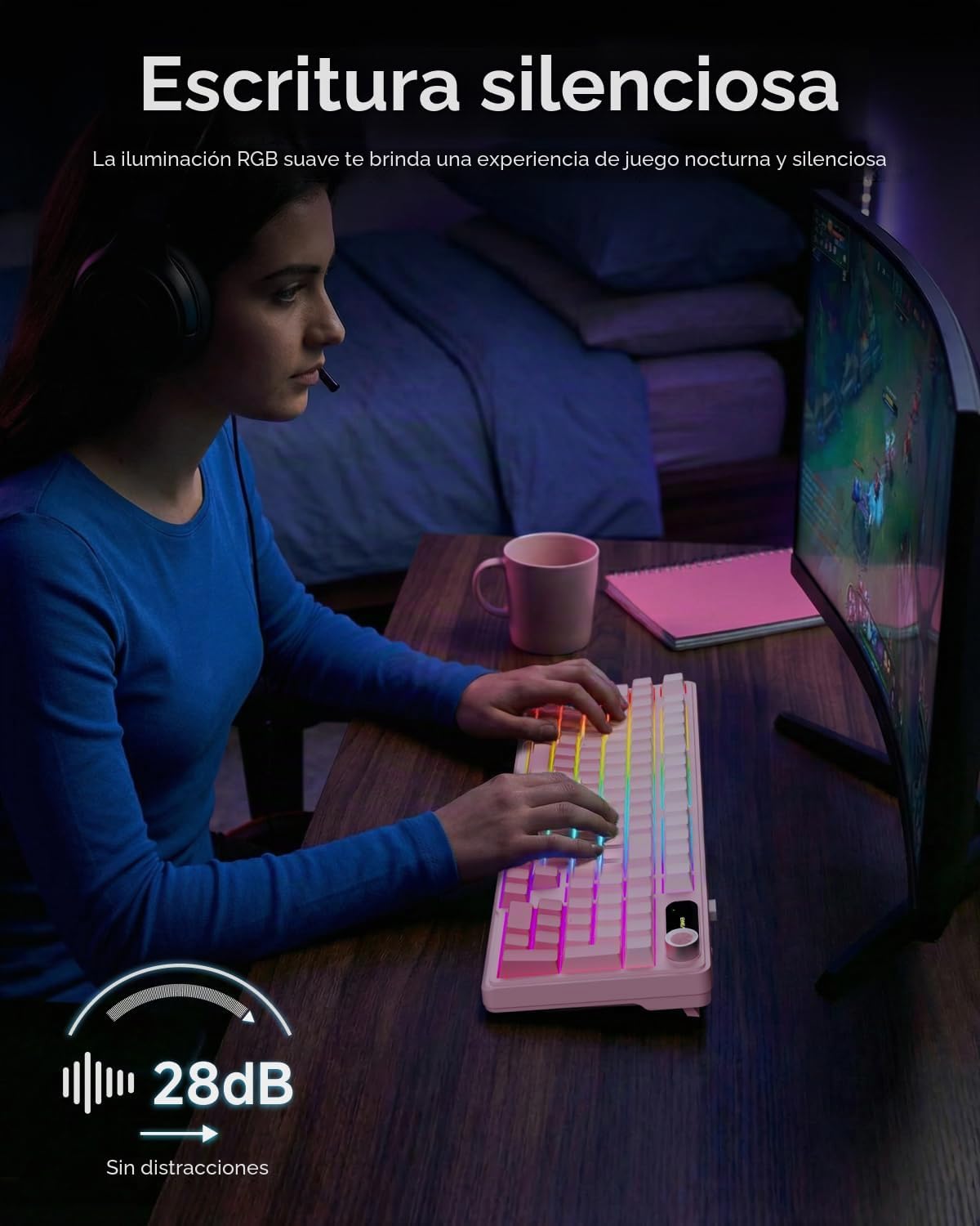 EWEADN V102 Teclados inalámbricos, teclado para juegos de 98 teclas...