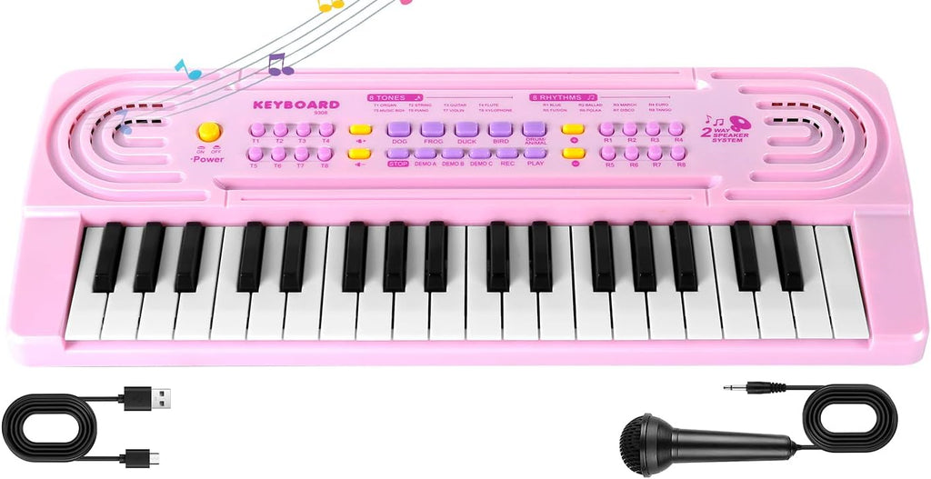 Teclado de piano de juguete para niños pequeños, pianos de 37 teclas, juguetes musicales con micrófono
