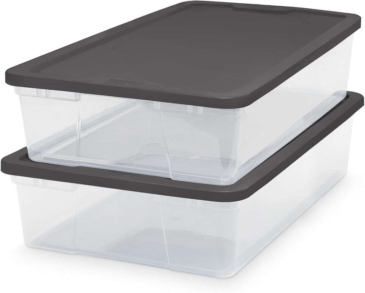 HOMZ Contenedores de almacenamiento de plástico transparente con tapas a