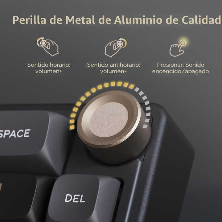 Teclado para juegos RK ROYAL KLUDGE R65 con perilla de volumen, tec...