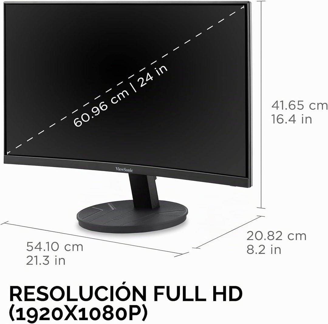 ViewSonic VA2416C Monitor curvo Full HD 1080p de 24 pulgadas sin ma...