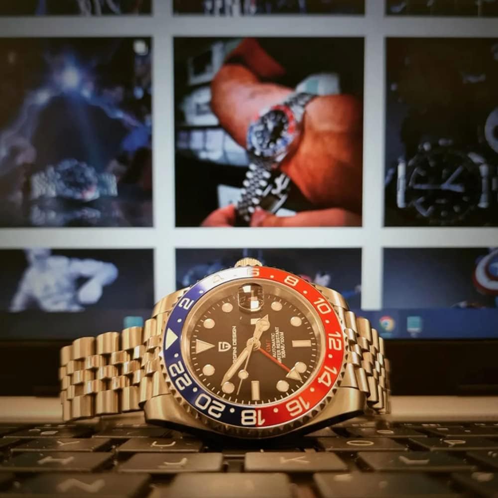 CADISEN Pagani Design 1662 GMT Reloj Automático Mecánico de Hombre de Grado Superior, Acero Inoxidable, Cristal de Zafiro, Reloj Deportivo de Buceo para Hombre, 1.57 pulgadas, Fecha, Resistente al