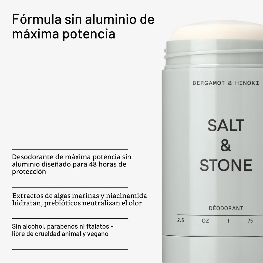 SALT &amp; STONE Desodorante sin aluminio | Protección extra fuerte...