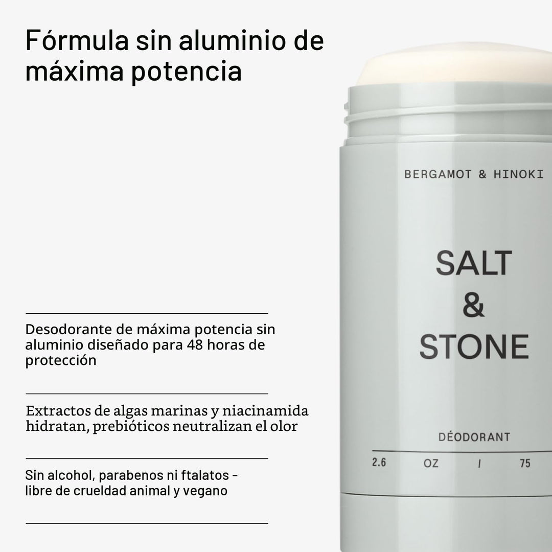 SALT &amp; STONE Desodorante sin aluminio | Protección extra fuerte...