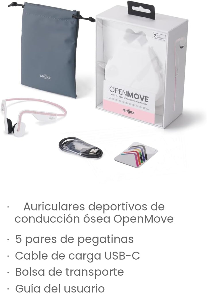 SHOKZ OpenMove - Auriculares deportivos Bluetooth de oreja abierta,...