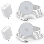 [Certificado MFi de Apple] Cargador inalámbrico magnético para iPhone 17 16 15, 2 unidades de 6 pies y 15 W, cargador rápido Apple Mag-Safe USB C, bloque de carga rápida para iPhone 17/17 Air/16/16 Pro/Pro Max/15/14/13/Plus/Pro/Pro Max